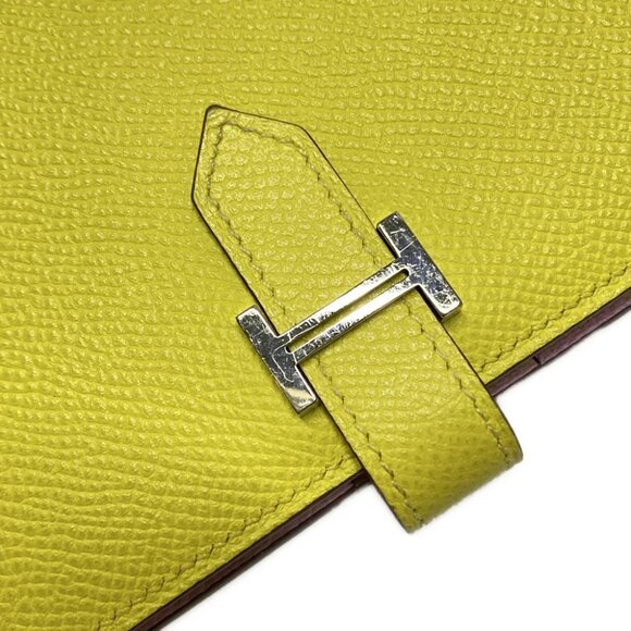 Auth HERMES Bearn Compact Verseau - Lime Mauve Sylvestre Veau Epsom D - Picture 9 of 10